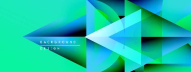 Soyut geometrik tasarım. Canlı turkuaz, yeşil gradyanlar dinamik şekiller yaratır. Dijital projeler için modern arkaplan.