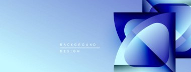 Soyut mavi tasarım üst üste binen şekiller, gradyanlar. Modern estetik, arka planlar ve sunumlar için uygun. Mevcut en küçük metin.