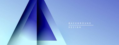 Soyut geometrik tasarım. Mavi gradyanlar üçgen şekiller oluşturarak modern arkaplan oluştururlar. Minimalist estetik, temiz çizgiler mevcut.
