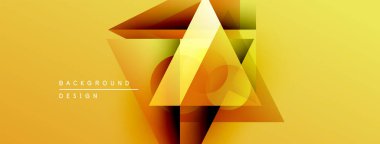 Soyut geometrik tasarım. Sarı, turuncu eğimler dinamik üçgen şekiller oluşturur. Dijital projeler için modern arkaplan.