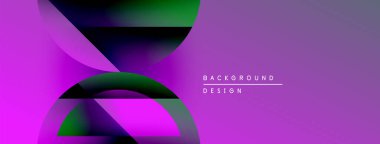 Soyut mor dizayn, üst üste binen şekiller, gradyanlar. Dijital projeler ve sunumlar için modern arkaplan ideali.