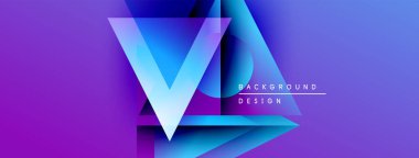 Soyut canlı tasarım V katmanlı şekiller içerir. Gradyan renkler mor, mavi ve cyan karışımı modern görünüm yaratıyor. Metin arkaplan ve tasarım okur.