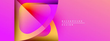 Soyut pembe dizayn özellikleri üst üste binen renkli şekiller. Gradyan renkler modern görsel efekt yaratır. Metin arkaplan tasarımı okur.