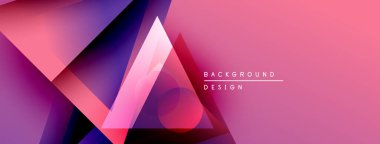 Soyut geometrik şekiller örtüşüyor, canlı pembe, mor renkler yaratıyor. Modern tasarım elementleri dinamik görsel deneyim önerir.