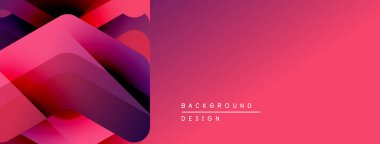 Soyut geometrik şekiller örtüşüyor, canlı pembe, mor renkler yaratıyor. Modern tasarım ögeleri dinamik arkaplan dokusunu önerir.