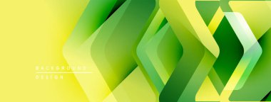 Soyut geometrik desen. Sarı, yeşil eğimler katmanlı elmas şekilleri yaratır. Arkaplan ve sunumlar için uygun modern tasarım.