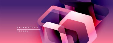 Soyut geometrik şekiller örtüşüyor, canlı mor ve pembe renkler yaratıyor. Arkaplan, pankart ve sunumlar için modern tasarım ögesi.