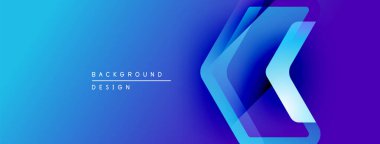 Soyut mavi eğimli arkaplan. Geometrik şekiller modern tasarım elementlerini oluşturur. Minimalist tarz, canlı renkler sunar.