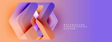 Soyut geometrik şekiller örtüşür, canlı bir değişim etkisi yaratır. Turuncu, mor renkler tasarımda baskın. Modern, şık arkaplan.