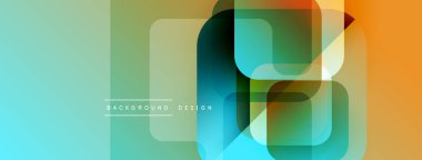 Soyut geometrik şekiller çakışıyor. Teal, turuncu, yeşil renkler modern tasarım yaratır. Minimalist tarz, pürüzsüz gradyanlar görsel ilgi sunar.