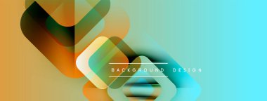 Soyut geometrik şekiller örtüşüyor, canlı renk eğimleri yaratıyor. Arkaplanda yeşil, turuncu, kahverengi renkler var. Modern tasarım ögesi.