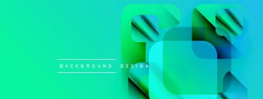 Soyut, enerjik bir arkaplan. Üst üste binen kareler dinamik görsel efekt yaratır. Renkler düzgün, turkuazlar yeşile dönüşüyor. Modern tasarım ögesi.