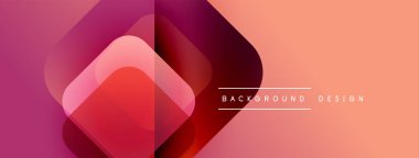 Soyut geometrik şekiller çakışıyor. Renkler kırmızıdan turuncuya karışıyor. Arkaplan ve sunumlar için modern tasarım ögesi.