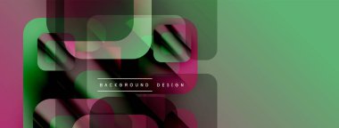 Soyut geometrik şekiller çakışıyor. Yeşil, pembe, siyah renkler modern tasarım yaratır. Minimalist tarz, sıvı formlar dinamik bileşim sunar.