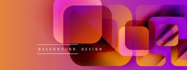 Soyut geometrik tasarım. Canlı turuncu, mor renkler katmanlı kareler oluşturur. Dijital projeler için modern arkaplan.