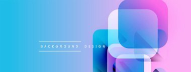 Soyut geometrik şekiller örtüşür, parlak mavi ve mor renkler yaratır. Modern tasarım dijital arkaplanlar ve sunumlar için uygundur.