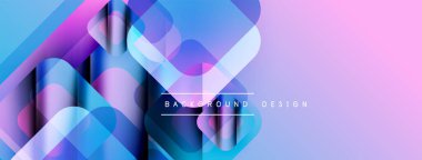 Soyut geometrik şekiller canlı mor, mavi renkleri harmanlarlar. Modern tasarım dinamik görsel deneyim yaratır. Yumuşak eğimler derinlik sunar.