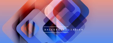 Soyut geometrik şekiller örtüşür, canlı bir değişim etkisi yaratır. Mavi, pembe, mor renkler kompozisyona hakim. Modern tasarım ögesi.