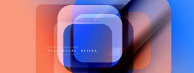 Soyut geometrik şekiller çakışıyor. Turuncu, mavi renkler modern tasarım yaratır. Minimalist tarz, temiz çizgiler, canlı renkler sunar.