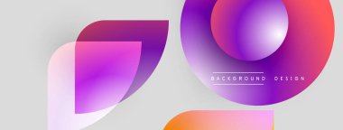 Soyut şekiller örtüşüyor, canlı gradyanlar yaratıyor. Yumuşak renkler harmanlanarak modern arkaplan tasarımı oluşturur. Minimalist estetik, temiz çizgiler mevcut.