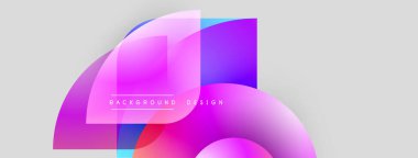 Soyut katmanlar canlı, akışkan şekiller yaratır. Pembe, mor, mavi renkler açık gri arkaplanda kusursuz bir şekilde harmanlanır. Modern tasarım ögesi.