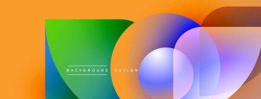 Soyut renkli arkaplan. Gradyan şekiller örtüşüyor, canlı bir görsel etki yaratıyor. Metin arka plan tasarımı okur. Modern, dinamik kompozisyon.
