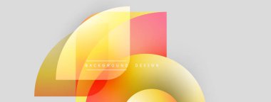 Soyut şekiller örtüşür, canlı bir değişim etkisi yaratır. Sarı, turuncu, kırmızı renkler tarafsız arkaplanda baskın. Modern tasarım ögesi.