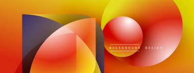 Soyut şekiller örtüşüyor, canlı gradyanlar yaratıyor. Sarılar, portakallar, kırmızılar dizaynın hakimi. Modern estetik, temiz çizgiler dinamik bileşim sunar.