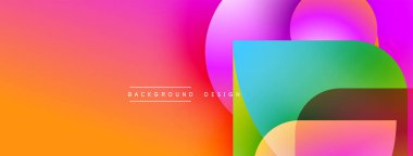 Soyut, enerjik bir arkaplan. Üst üste binen renkli şekiller dinamik görsel efekt yaratır. Gradyan geçişler kompozisyona hakim. Modern tasarım elemanları.