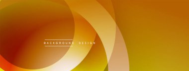 Soyut turuncu arka plan. Üst üste binen daireler dinamik görsel efekt yaratır. Dijital projeler için uygun olan kompozisyona sıcak tonlar hakim.