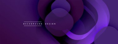 Soyut mor tasarım, üst üste binen daireler, gradyanlar. Modern estetik, arka planlar ve sunumlar için uygun. Minimalist stil.