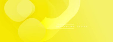 Parlak sarı soyut arka plan. Üst üste binen yuvarlak şekiller dinamik görsel doku yaratır. Dijital projeler için uygun minimalist tasarım.