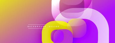 Soyut, enerjik bir arkaplan. Üst üste binen şekiller dinamik renkli kompozisyon oluşturur. Gradyan geçişler, modern tasarım elementleri.