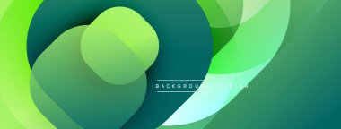 Soyut sıvı şekilleri, canlı yeşiller, üst üste binen katmanlar modern arka plan oluşturur. Yumuşak eğimler, dinamik bileşimler.