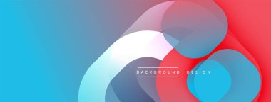 Soyut renkli tasarım. Üst üste binen daireler dinamik görsel efekt yaratır. Mavi, kırmızı, beyaz gradyanlar modern estetik sunar.