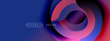 Soyut tasarım katmanlı daireler, canlı maviler, pembeler, morlar. Modern estetik, uygun arka plan elementi. Basit metin arkaplan tasarımı okur.