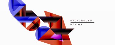 Soyut geometrik şekiller dinamik bileşim yaratır. Renk mavisi, turuncu, mor üst üste binerek modern görsel efekt oluşturuyor. Özgeçmiş ve sunumlar için uygun minimalist tasarım.