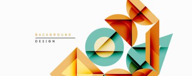 Soyut geometrik bileşim. Üst üste binen şekiller dinamik görsel efekt yaratır. Sıcak renkler deniz mavisi aksanıyla baskın gelir. Arkaplan ve sunumlar için uygun modern tasarım.