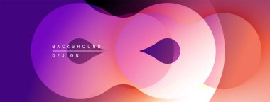 Soyut sıvı şekiller harmanlanarak canlı mor, pembe ve turuncu renkler yaratır. Modern tasarım hareketi, enerjiyi, derinliği çağrıştırıyor.