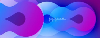 Soyut sıvı şekilleri, canlı mor, mavi gradyanlar. Modern tasarım, pürüzsüz kıvrımlar dinamik bileşim yaratır. Arkaplan ögesi.