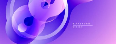 Soyut mor tasarım üst üste binen yarı şeffaf daireler. Gradyan gölgeler derinlik yaratır, modern estetik. Yumuşak eğriler kompozisyona hakim.