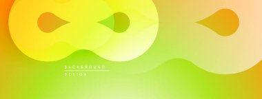 Soyut eğim arkaplanı. Yumuşak sarı, turuncu, yeşil renkler düzgün bir şekilde harmanlanır. Minimalist tasarım, sıvı şekiller dinamik görsel efekt yaratır.