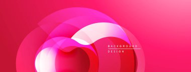 Soyut pembe tasarım. Üst üste binen daireler dinamik görsel efekt yaratır. Gradyan arka plan derinlik ekler, modern estetik.