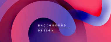Soyut akışkan şekiller harmanlanır ve canlı gradyanlar oluşturur. Pembe, mor, mavi renkler dizaynda baskın. Modern estetik, dinamik kompozisyon.