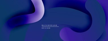 Soyut akışkan şekiller, derin maviler, morlar modern arka plan yaratır. Eğim katmanları derinlik ve hareket olduğunu gösteriyor. Minimalist tasarım.