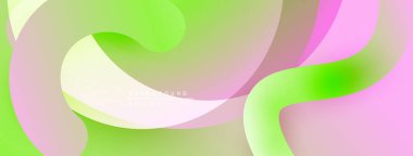 Soyut sıvı şekiller, canlı yeşil, pembe renkler düzgün bir şekilde harmanlanır. Yumuşak gradyanlar dinamik arkaplan tasarımı yaratır. Minimalist estetik.
