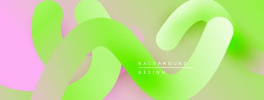 Soyut akışkan şekiller, canlı pembeler, yeşiller yumuşak eğimli arkaplan oluşturur. Dijital projeler için modern tasarım ögesi.