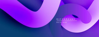 Soyut akışkan şekiller, canlı mor renkler, pürüzsüz gradyanlar dinamik arkaplan tasarımı yaratır. Modern estetik, temiz çizgiler.