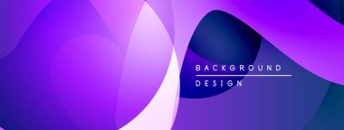 Soyut mor eğim katmanları örtüşüyor. Modern tasarım düz eğriler içerir, metin arka plan tasarımı okur. Minimalist estetik.