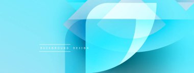 Soyut mavi arkaplan. Üst üste binen katmanlar dinamik, akışkan şekiller yaratır. Gradyan etkisi olan modern tasarım. Minimalist stil.